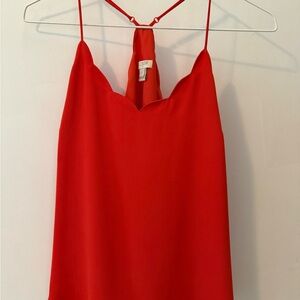 J. Crew Factory, Red, Scalloped Neck Camisole Top, size 2